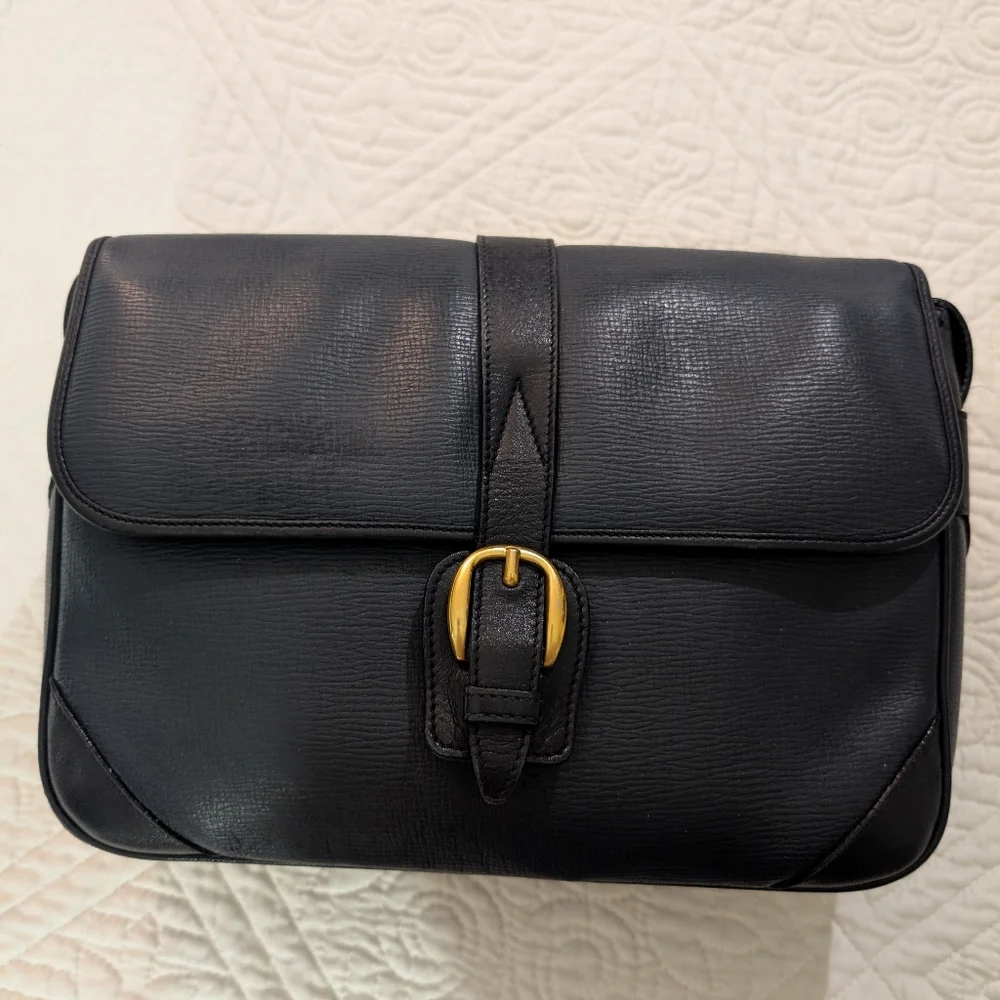 GUCCI Rare Vintage Shoulder Bag Crossbody Boar Skin Gold Hardware Leather Unisex - Picture 2 of 15